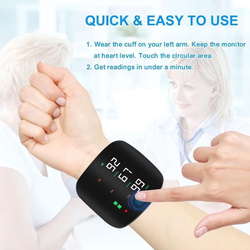 Wrist Blood Pressure Monitor – LED Display, Adjustable, Health Tracking